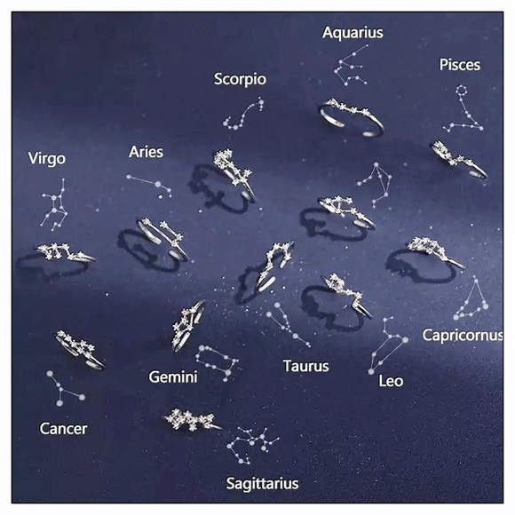 ZODIAC Star Constellation Silver Adjustable Ring - Picture 3 of 8